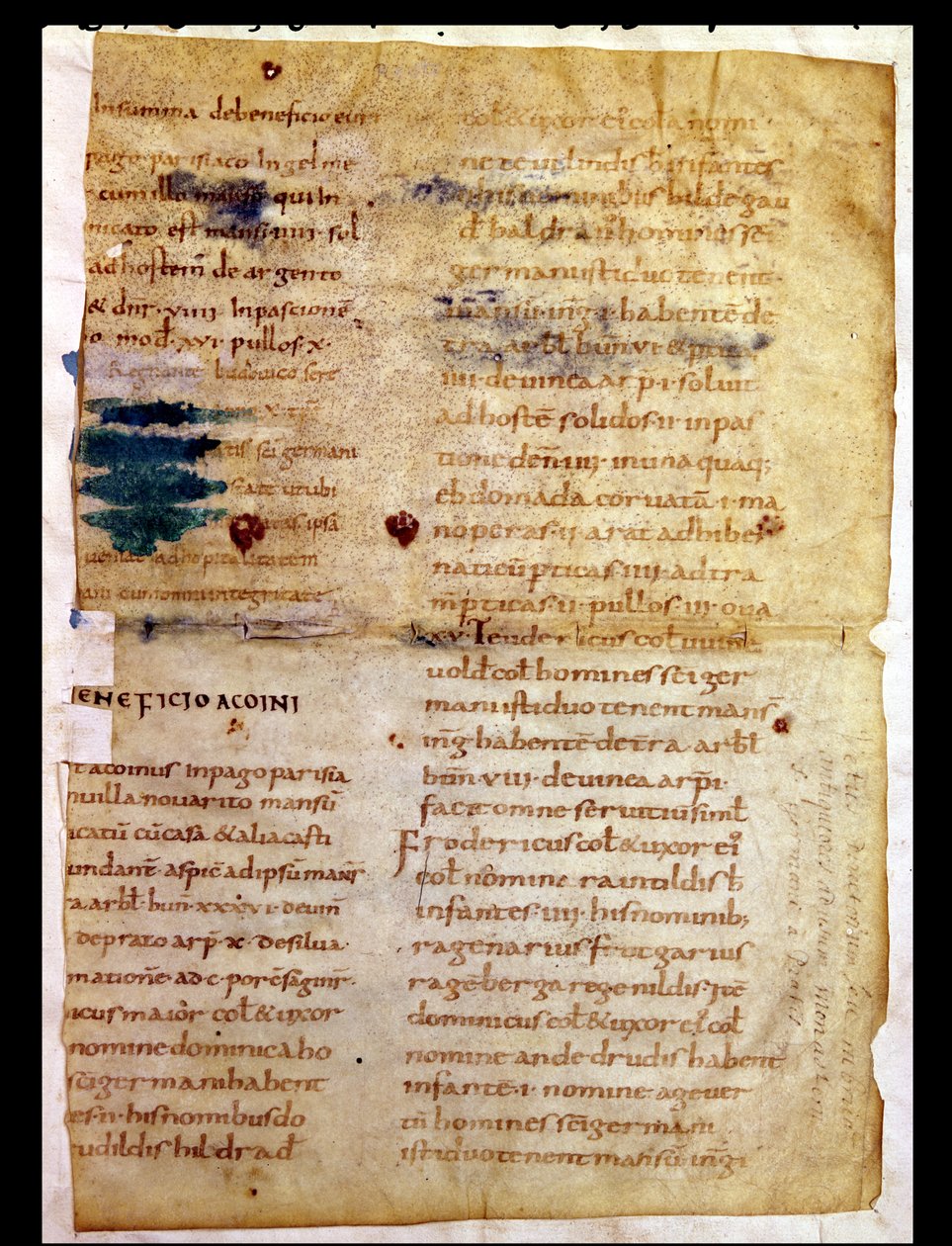 Ms Lat 12832 Fol.A Inventar over karolingisk ejendomsbesiddelse, fra polyptykonen af abbeden Irminon af Saint-Germain-des-Pres af French School