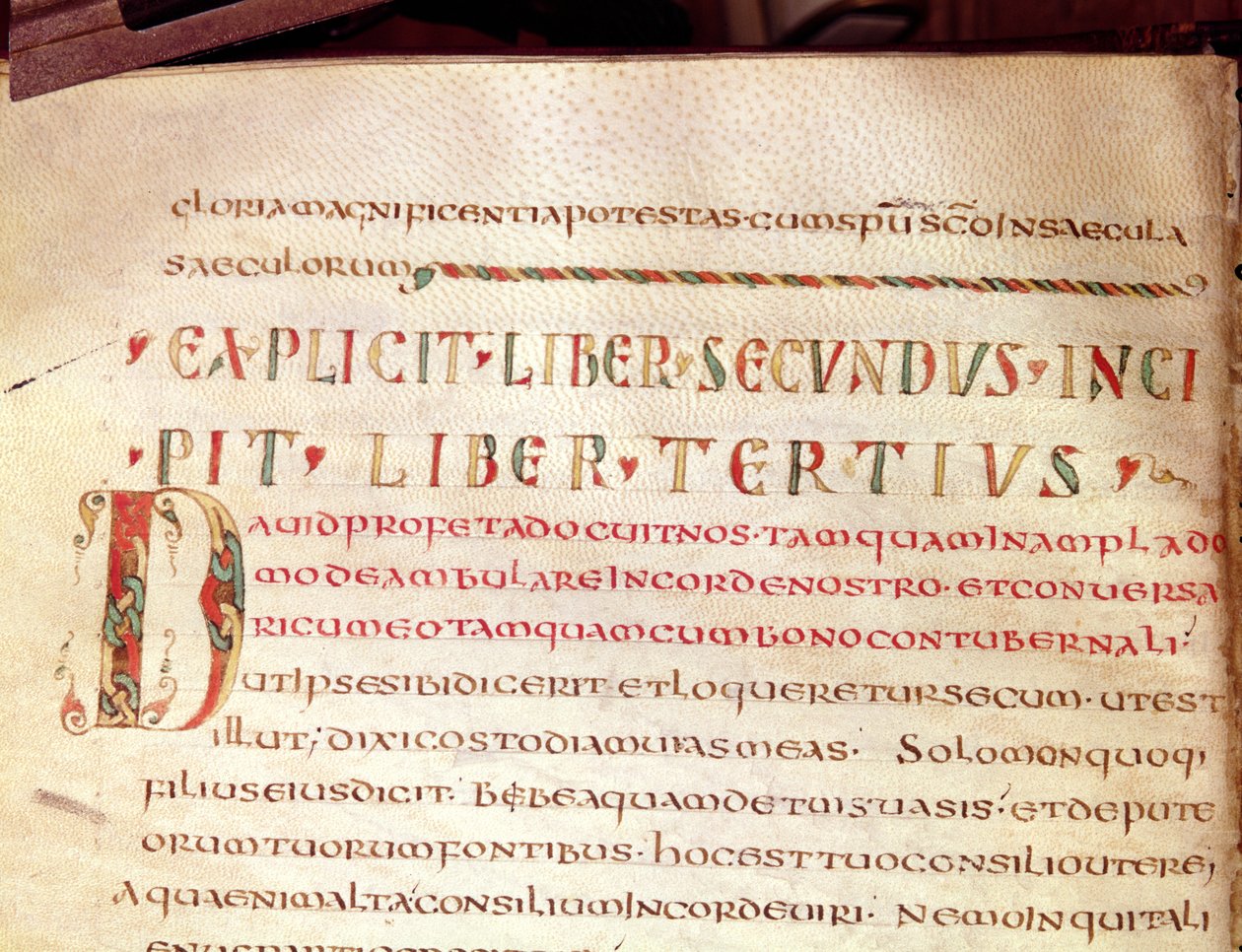 Ms Lat 1732 Fol.67v Historikert initial D, fra et værk af Saint Ambroise (340-396) af French School