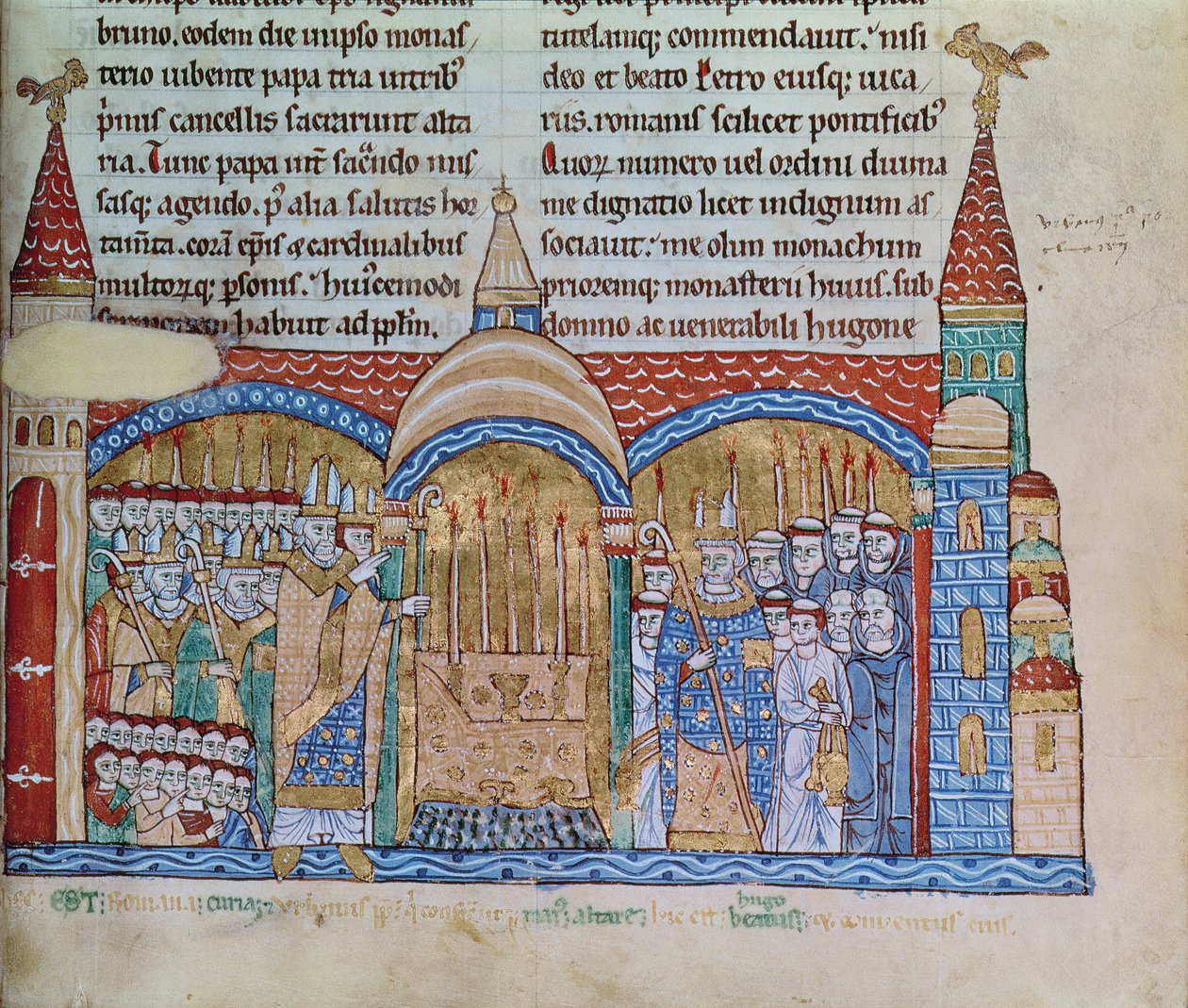 Ms Lat 17716 fol.91 Indvielsen af kirken i Cluny af pave Urban II (1042-99) i november 1095 af French School