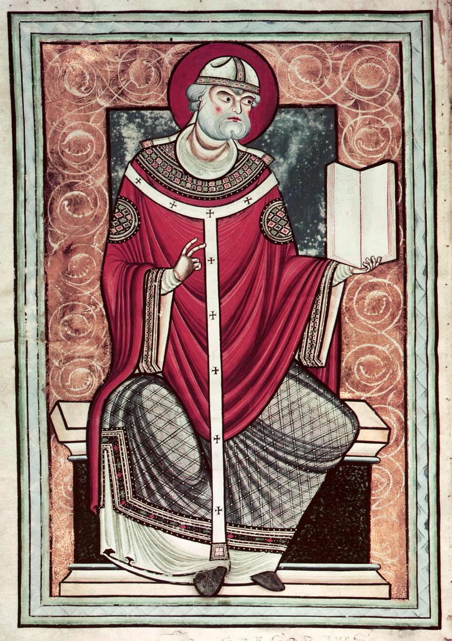 Ms Lat 2287 f.1v St. Gregory (c.540-604) fra Brev fra Saint Gregory af French School