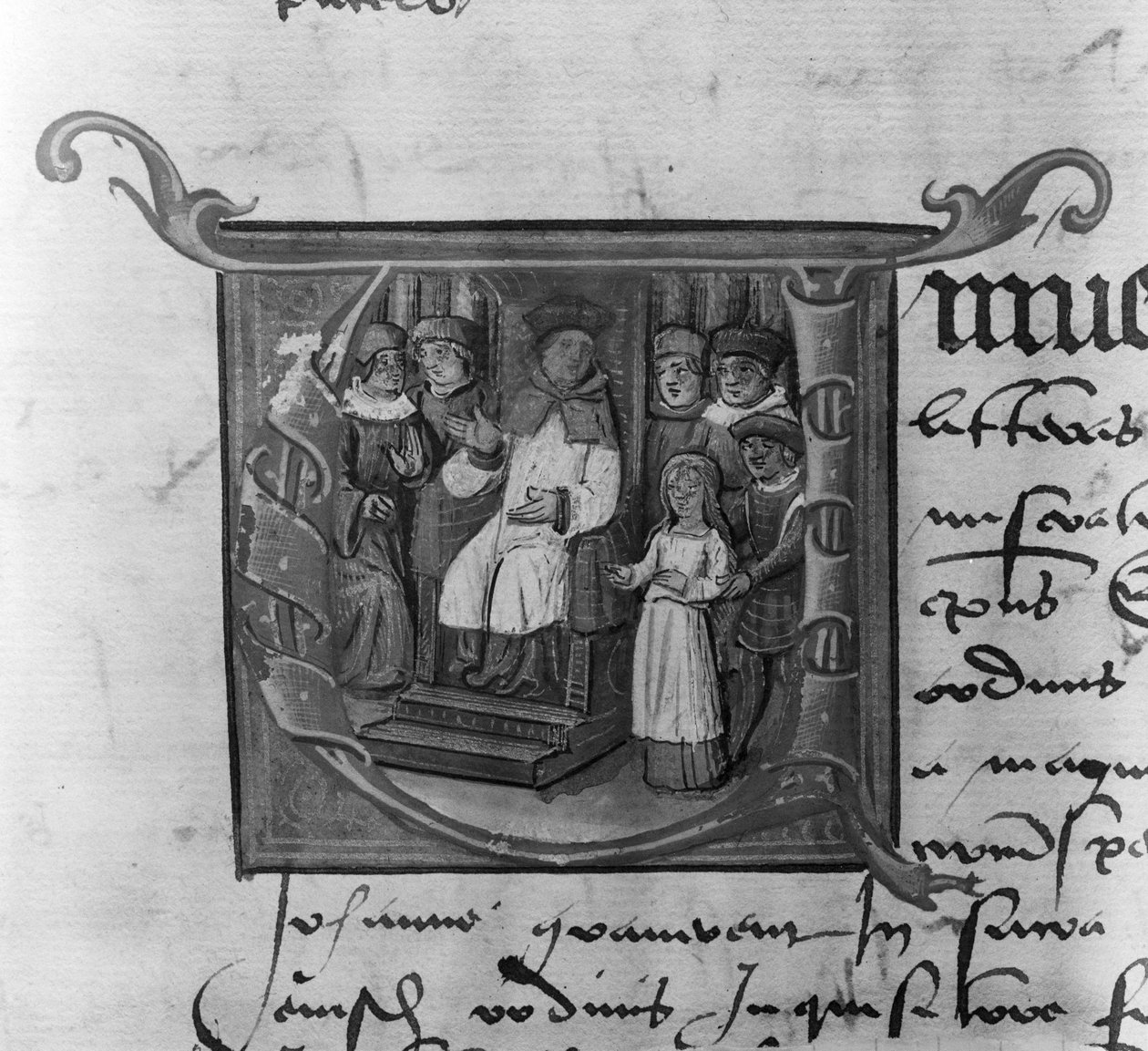 Ms Lat 5969 Historikert initial A, der skildrer retssagen mod Jeanne d