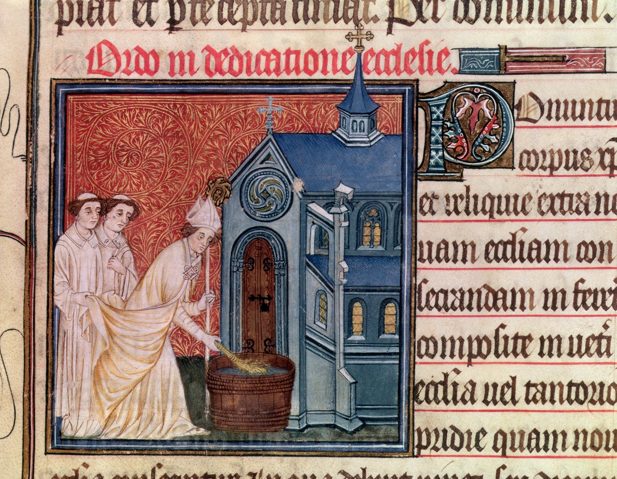 Ms Latin 962 Fol.63 Biskop indvier en kirke, fra det pavelige af Sens af French School