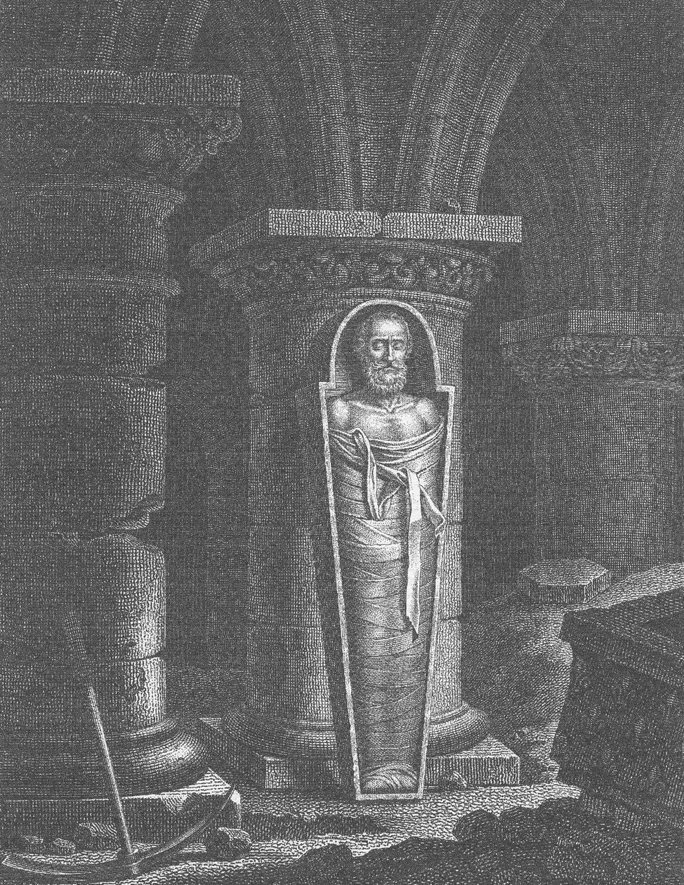 Mumie af Henri IV (1553-1610), konge af Frankrig, gravet op af de revolutionære, ved basilikaen Saint-Denis, 14.-25. oktober 1793 af French School