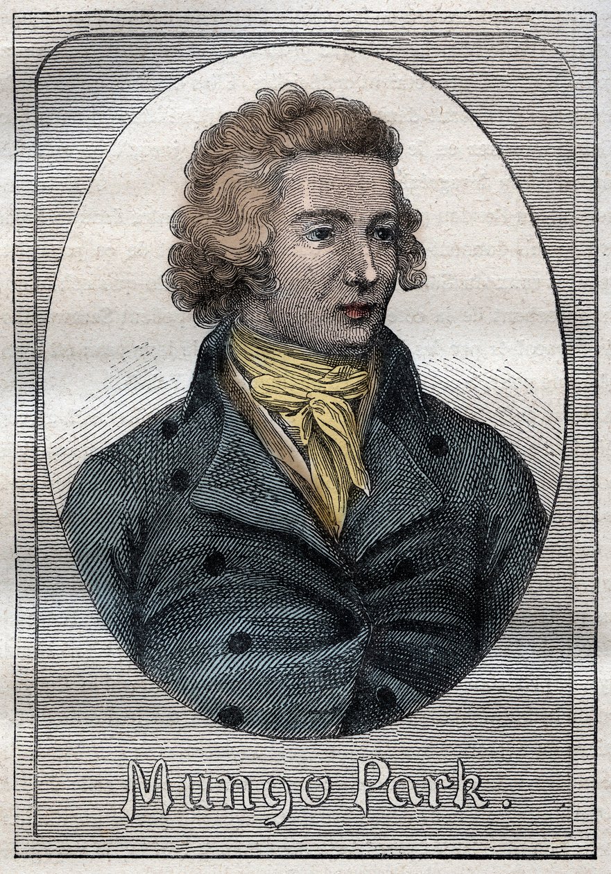 Mungo Park, skotsk opdagelsesrejsende - Portræt af Mungo Park (1771-1806), skotsk opdagelsesrejsende - illustration fra "The Great Mariners of the 18th century"" af French School