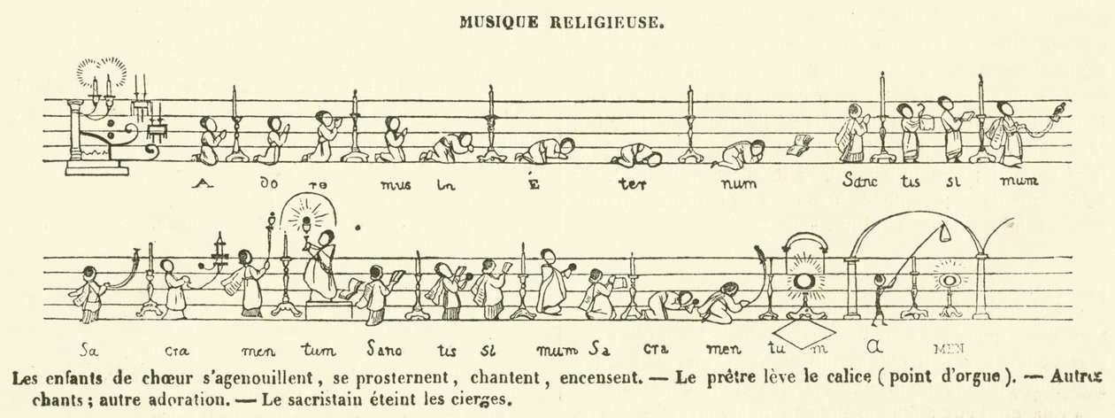 Religiøs musik (gravering) af French School