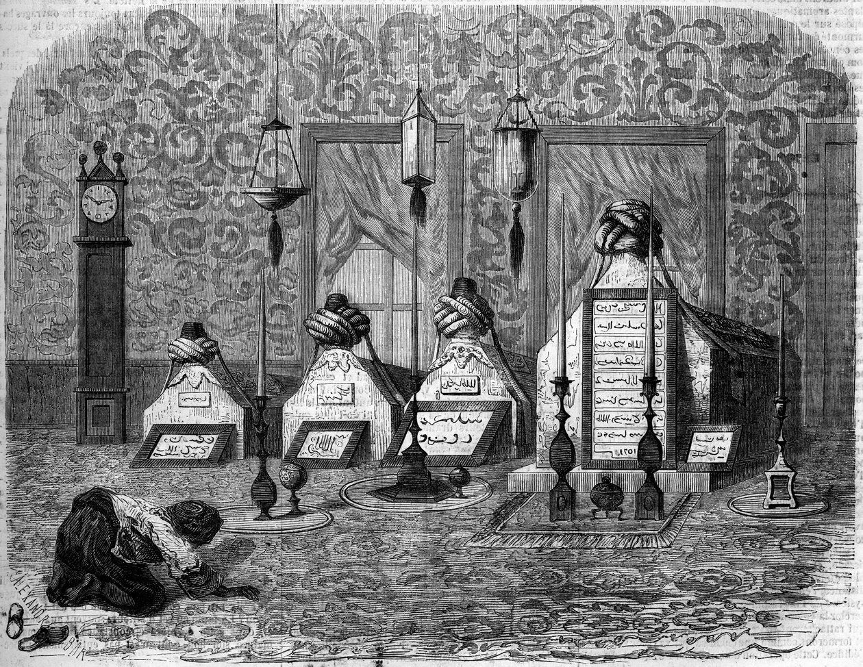 Muslimsk begravelseskunst: turbs (grave) af turberende dervisher. Scutari, Tyrkiet af French School