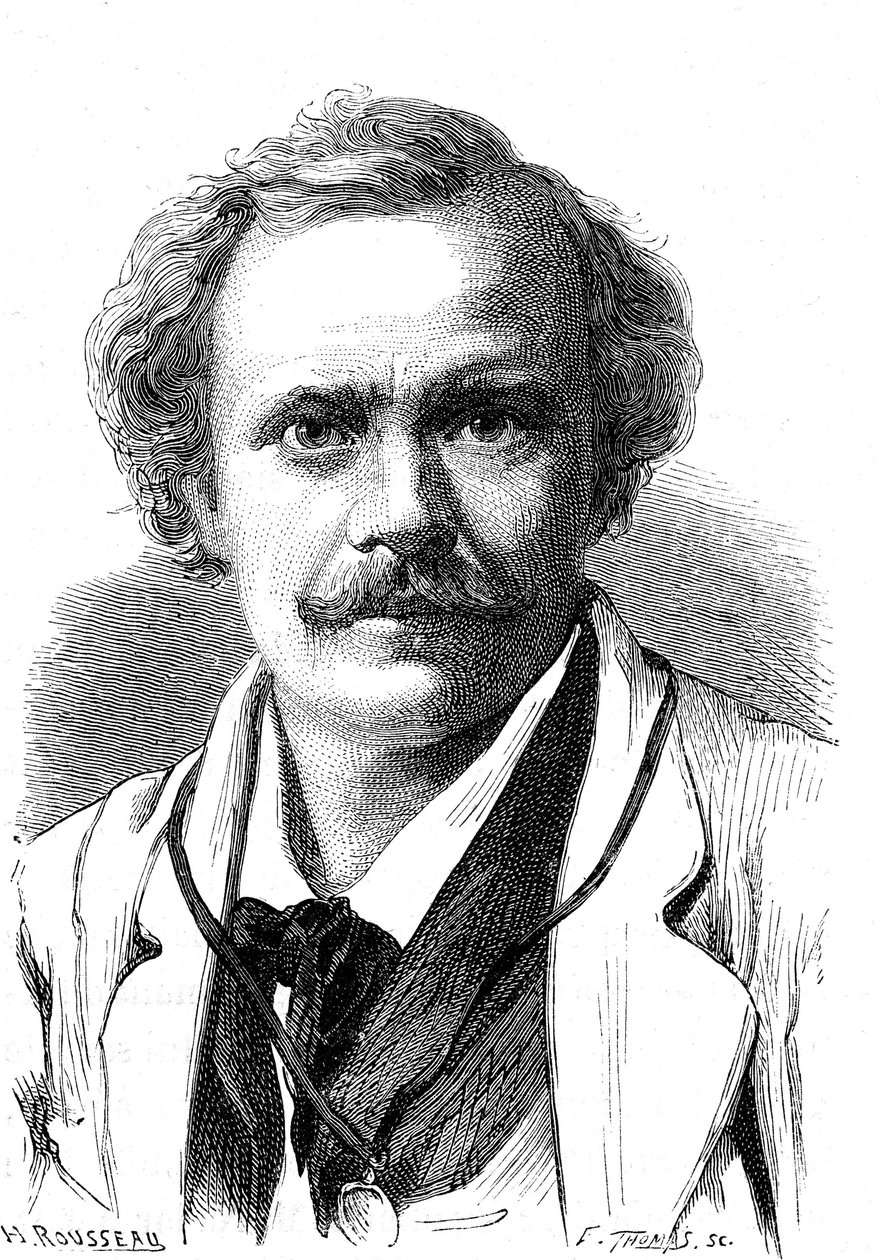NADAR (Gaspard Felix TOURNACHON) (1820-1910), ranskalainen kirjailija, sarjakuvapiirtäjä, aeronautti ja valokuvaaja. Kaiverrus 1867 af French School