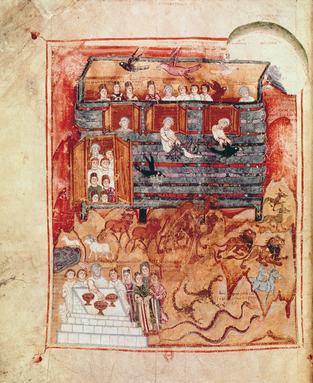N.A.L 2334 fol.10v Noahs Ark, fra De Tours Pentateuch af French School