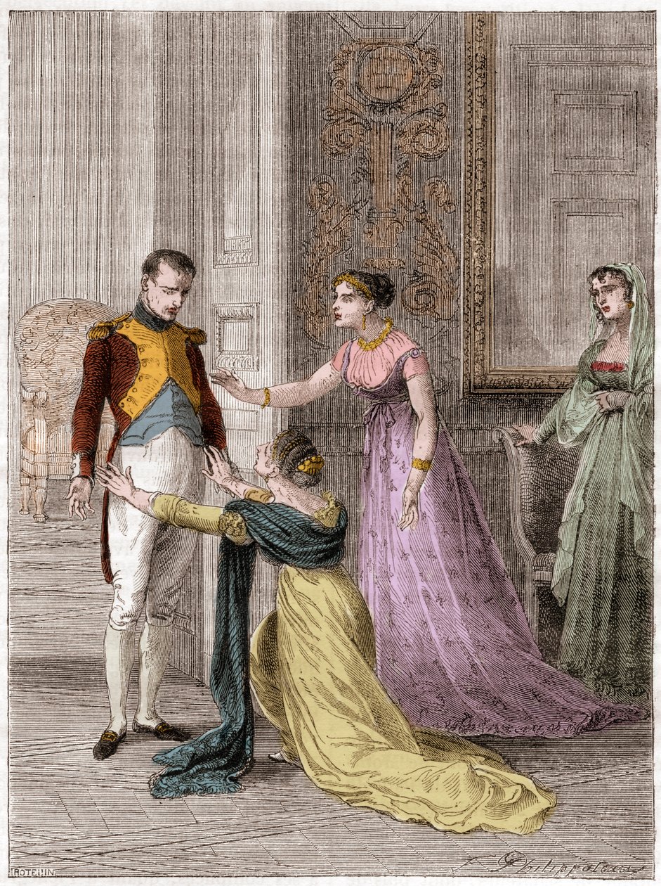 NAPOLEON Bonaparte (1769-1821), kejser af Frankrig, giver Madame de Polignac sin mands nåde (Jules Armand (Jules-Armand), Prince de Polignac af French School