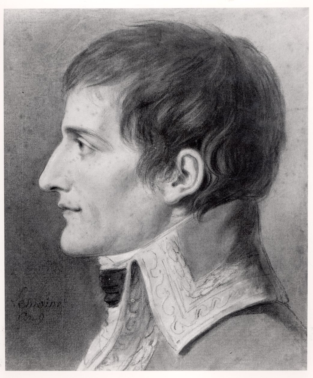 Napoleon Bonaparte (1769-1821) Førstekonsul (kul på papir) af French School