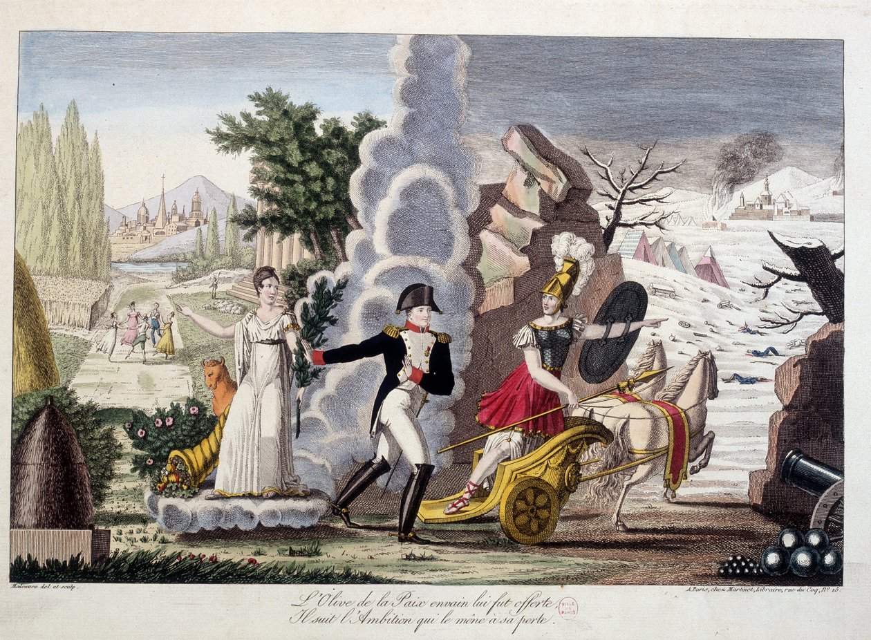 Napoleon I Between War and Peace, omkring 1815 - Napoleon mellem krig og fred - Fredens oliven forgæves blev tilbudt ham, han følger ambitionen, der førte ham til hans tab - i "Napoleon 1er", en attrap samling af tegnefilm af French School