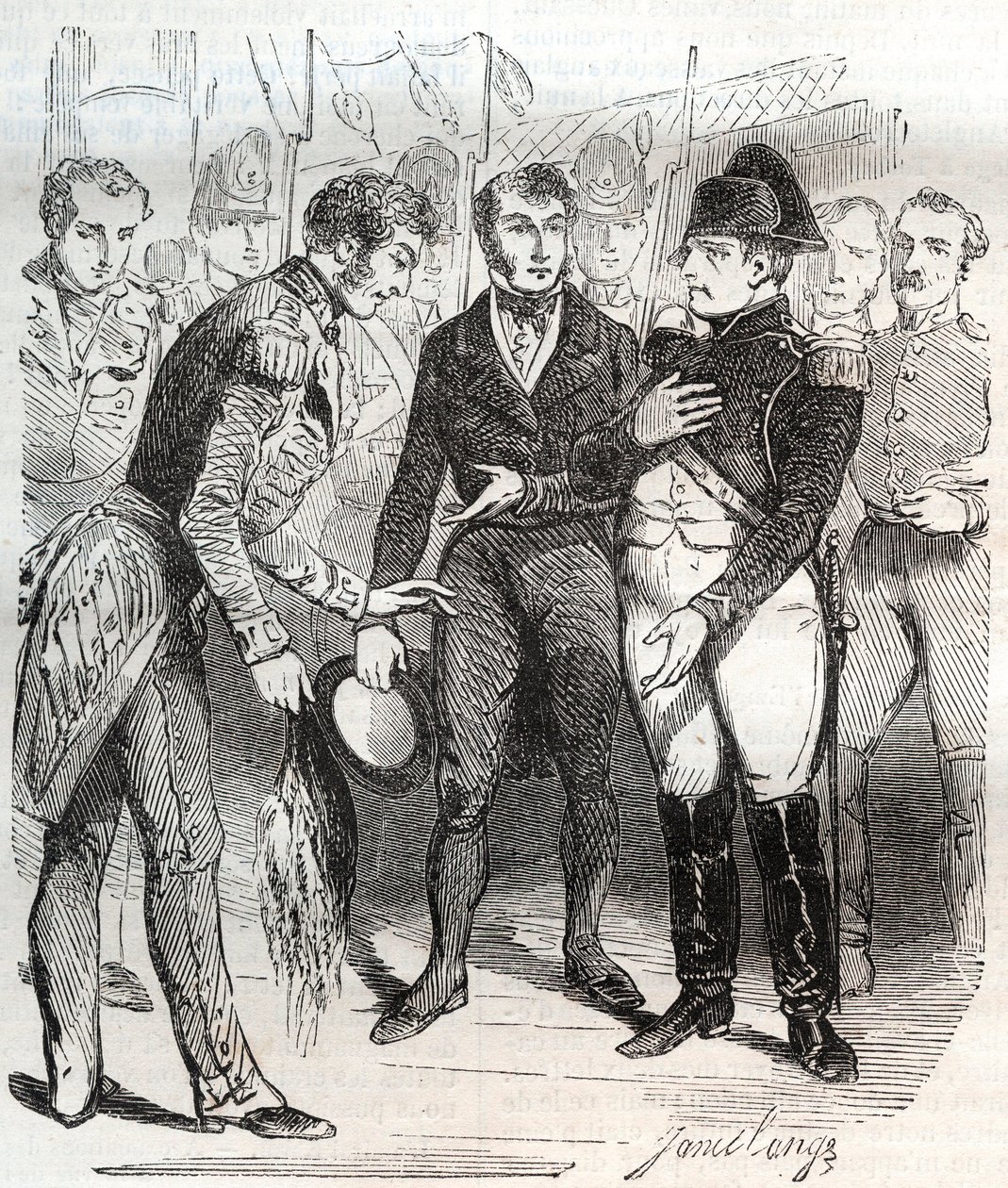 Napoleon betro sig til den britiske tro - Napoleon Bonaparte går ombord på det britiske skib Bellerophon, der vil føre ham i eksil til St. Helene (Saint Helene) den 14. juli 1815 - Napoleon Bonaparte går ombord på det britiske skib Bellerophon, der vil før af French School