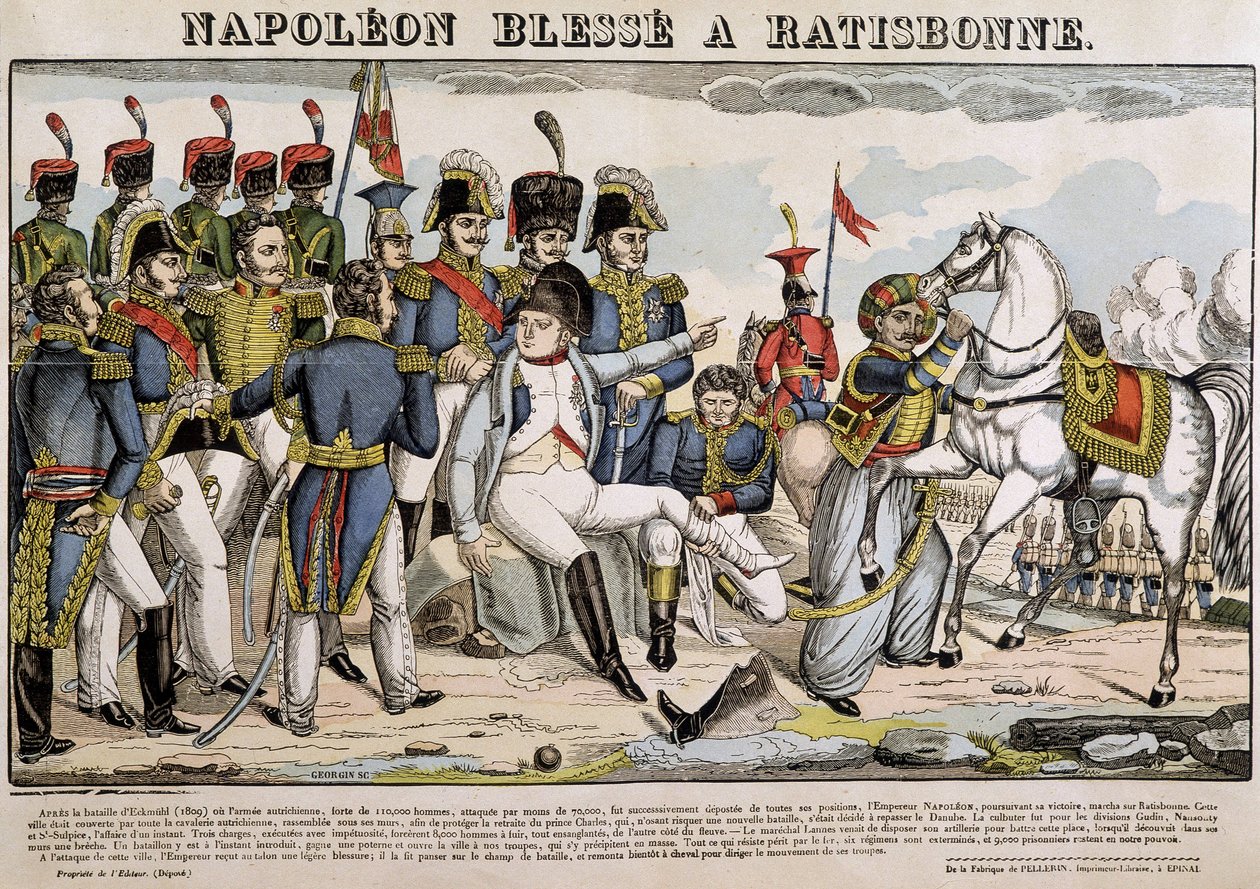 Napoleon såret i Regensburg - billede af Epinal af French School