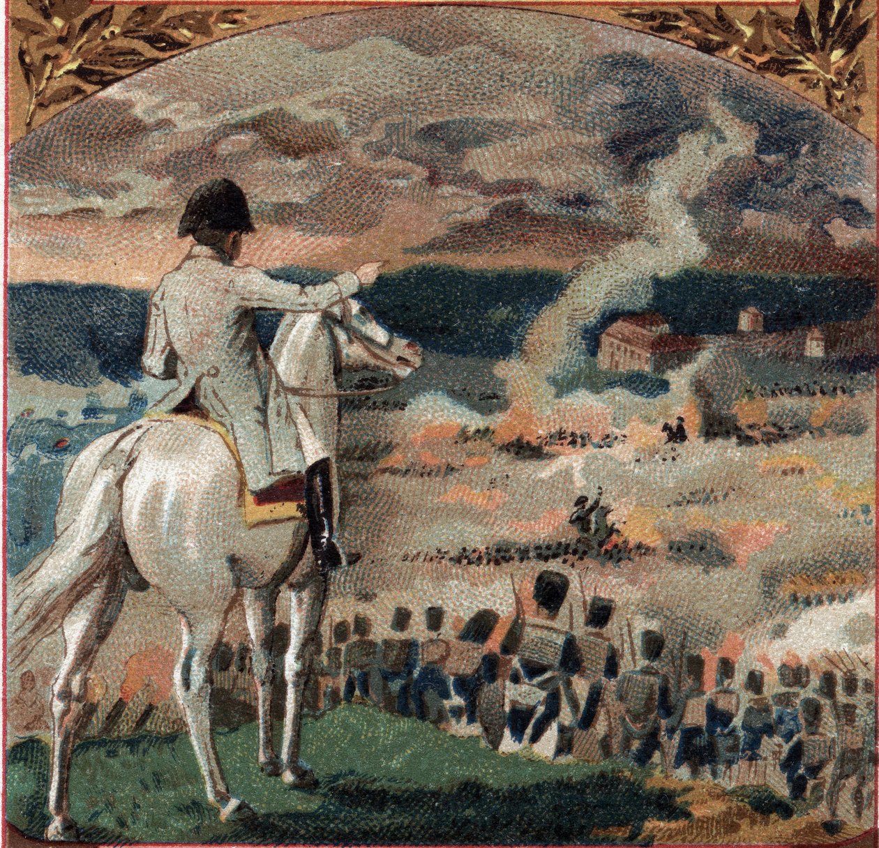 Napoleonskrigene: Napoleon I (1769-1821) observerede slaget ved Brienne-le-Chateau (Brienne le Chateau) (daggry) den 29. januar 1814 under det franske felttog. Den franske hær besejrede general Gebhard Leberecht von Bluchers (1742-1819) preussiske tropper. af French School
