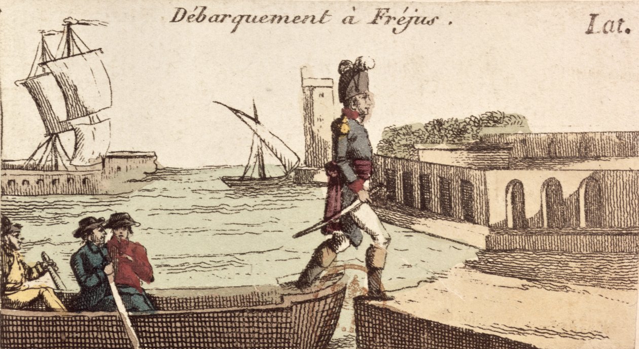 Napoleons ankomst til Frejus på hjemkomsten fra det egyptiske felttog, 9. oktober 1799 af French School