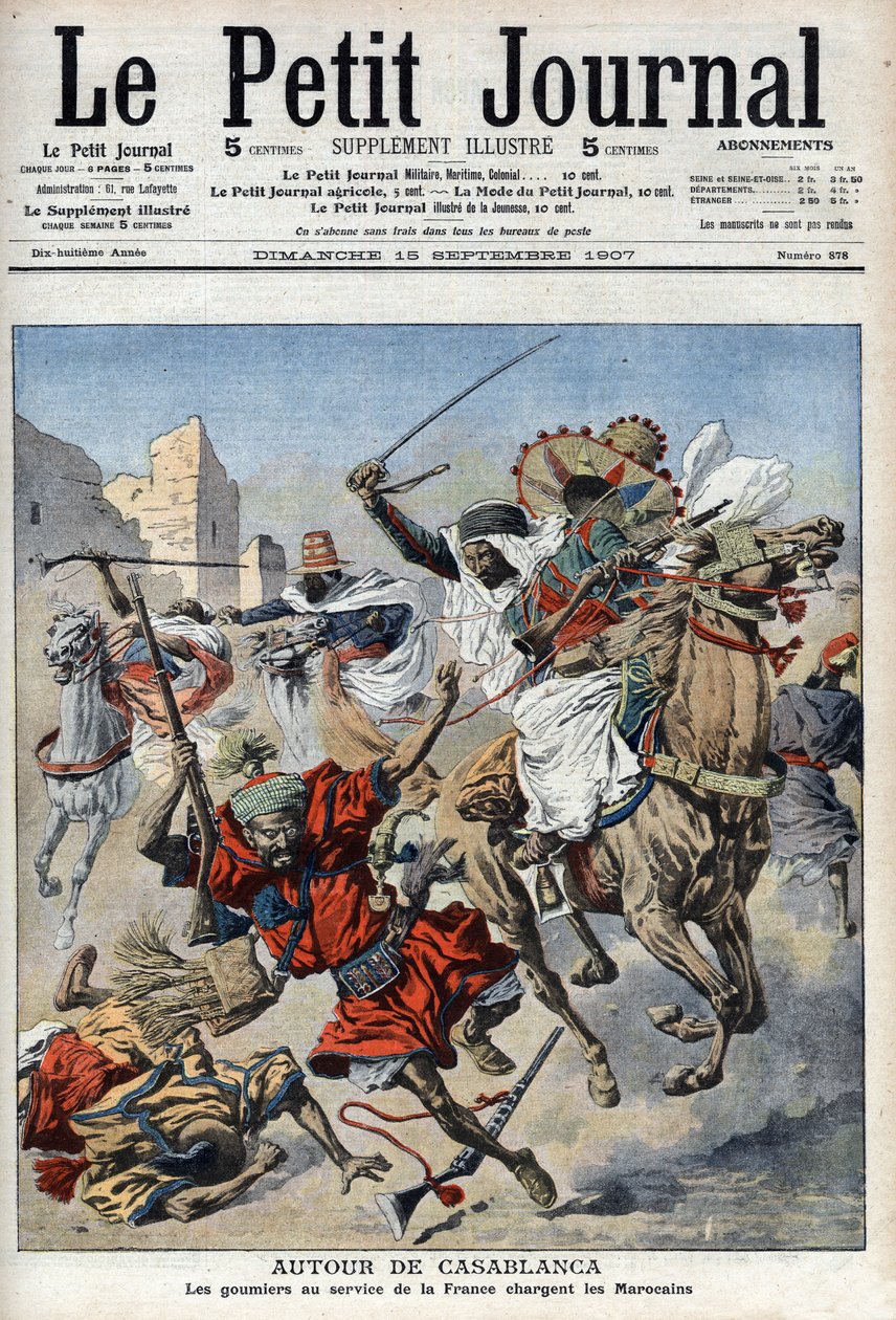 I nærheden af Casablanca angriber goumiers marokkanerne, illustration fra 