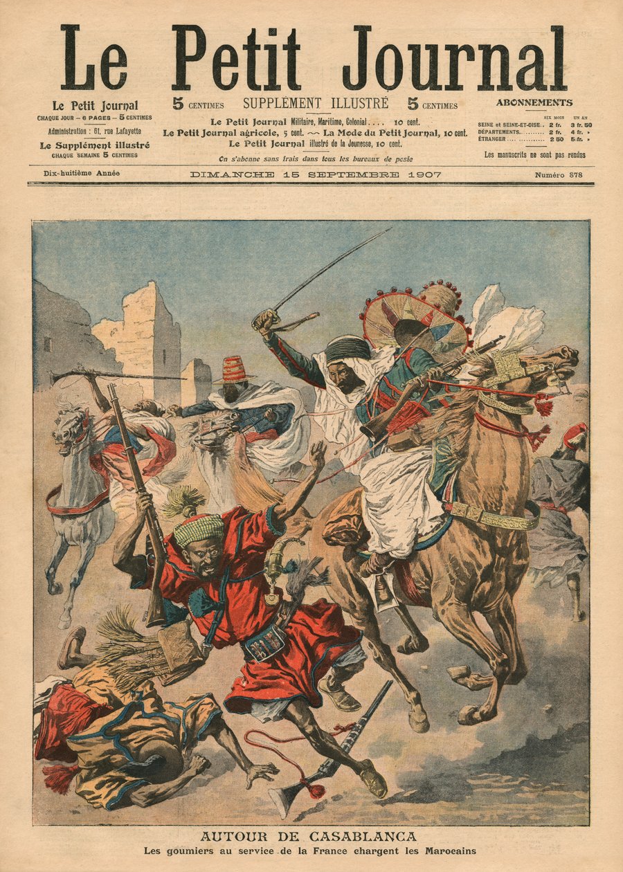 I nærheden af Casablanca stormer goumiers mod marokkanerne, illustration fra 