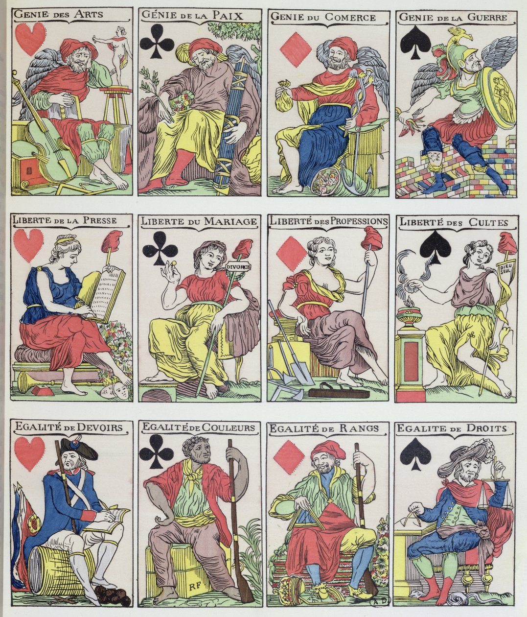 Nye spillekortdesigns fra den franske revolution, 1793 af French School
