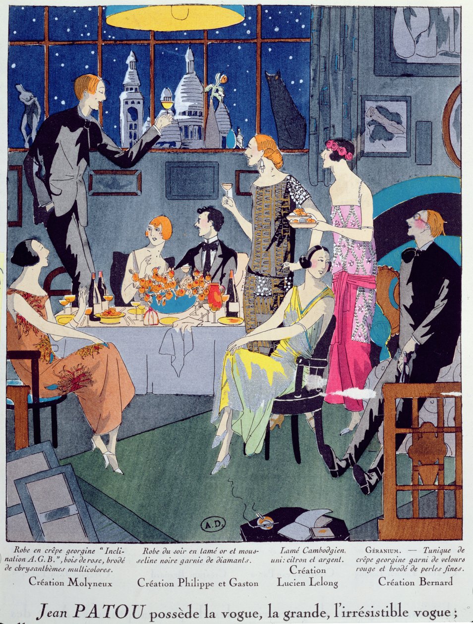 Nytårsaften, modeplade fra Art, Gout, Beaute, udgivet i Paris, december 1923 (pochoir print) af French School