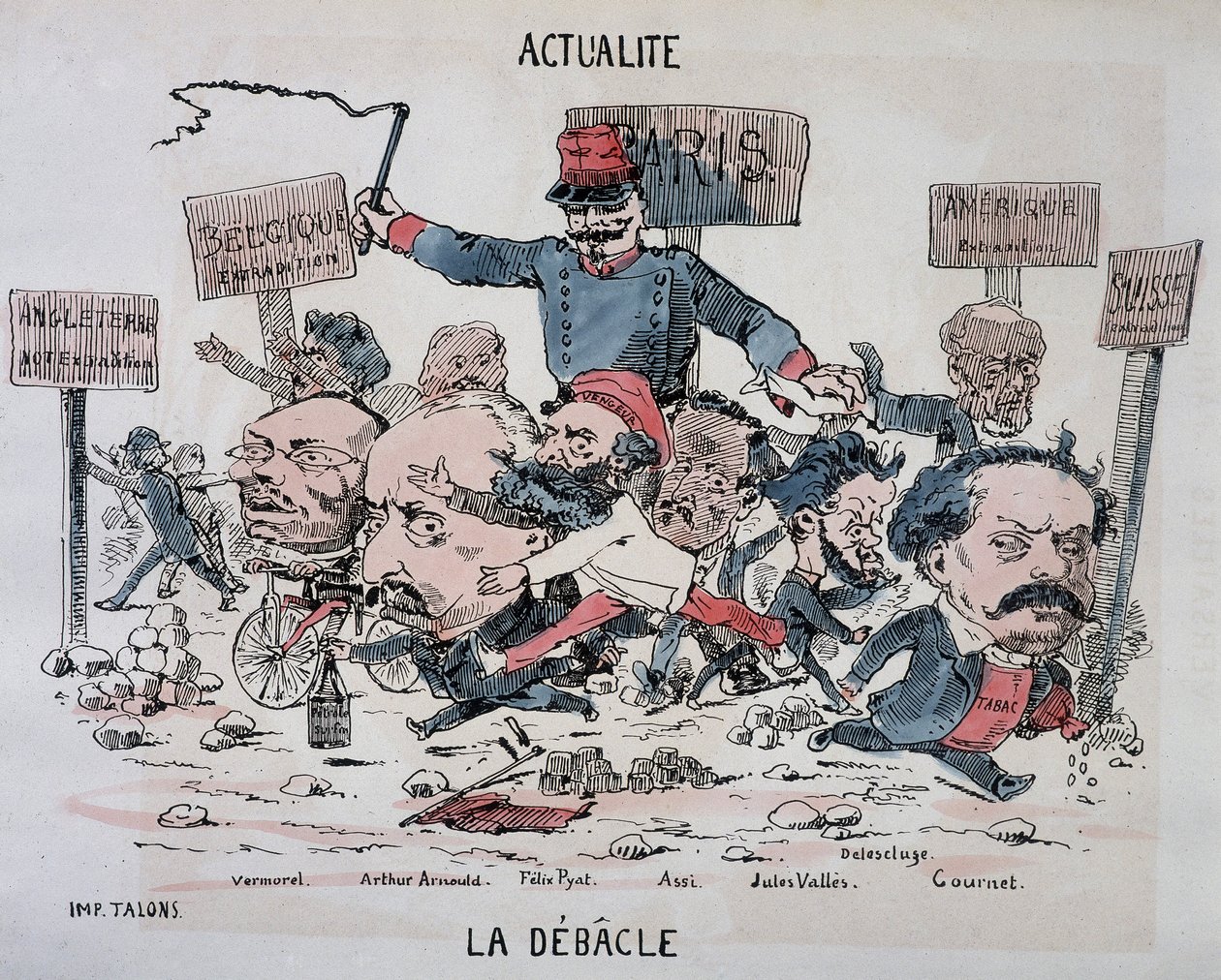 Nyheder: La déblacle: Vermorel, Arnould, Pyat, Assi, Vallès, Delescluze og Gournet for enden af ​​kommunen af French School