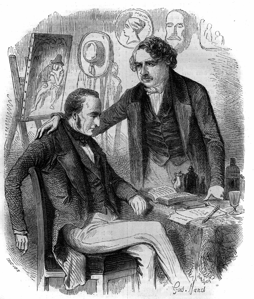 Nicephore Niepce (1765-1833) og Louis Daguerre (1787-1851), franske opfindere, pionerer inden for fotografi. Stik fra 1852. af French School
