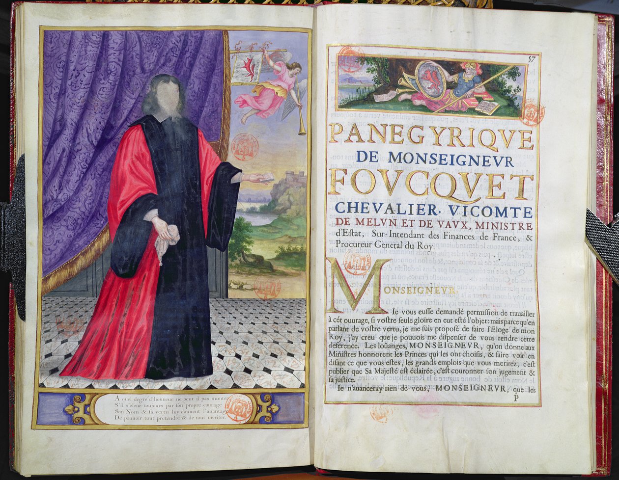Nicolas Fouquet (1615-80) illustration fra The Panegyrics of the Illustrious Men of Our Century af Puget de la Serre, 1655 af French School