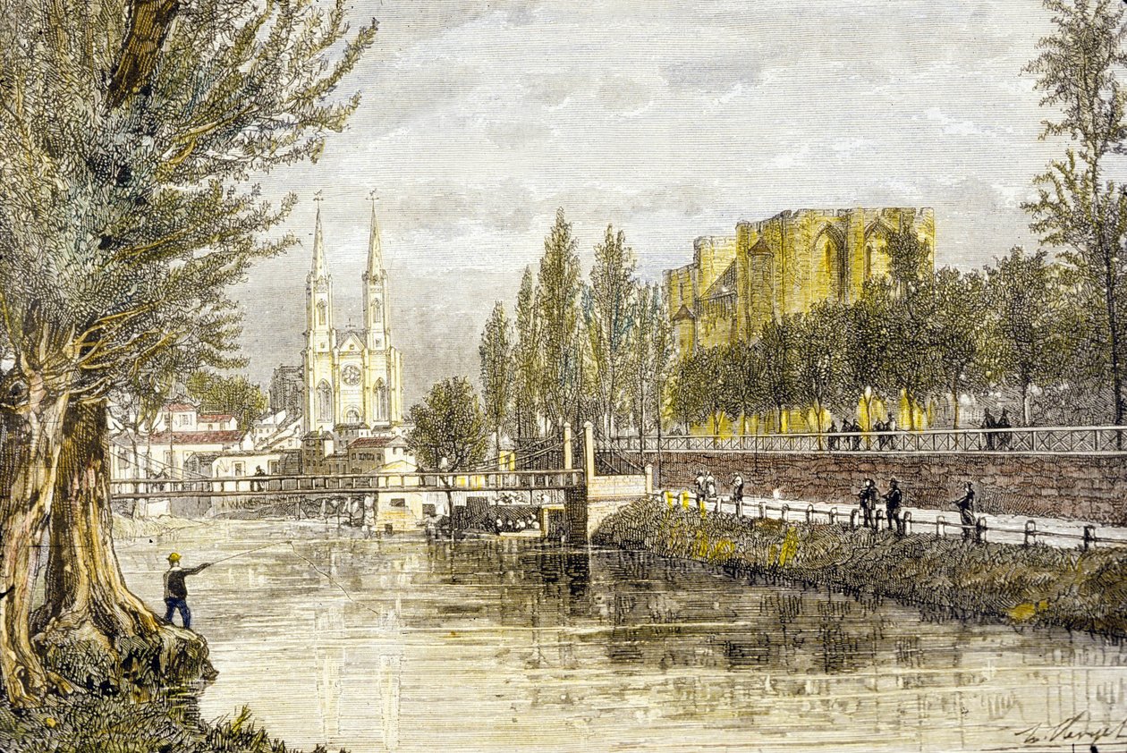 Niort, Frankrig (gravering) af French School