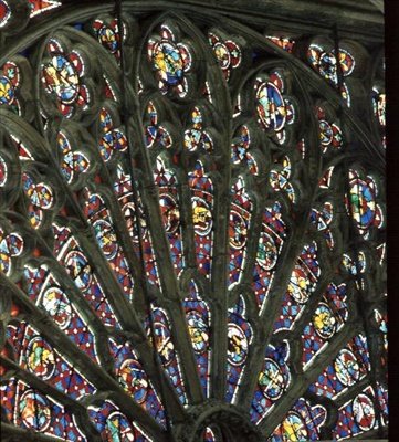 North Rose-vindue med helgener, konger, apostle og englekoret, midten af 1200-tallet (farvet glas) (detalje) af French School