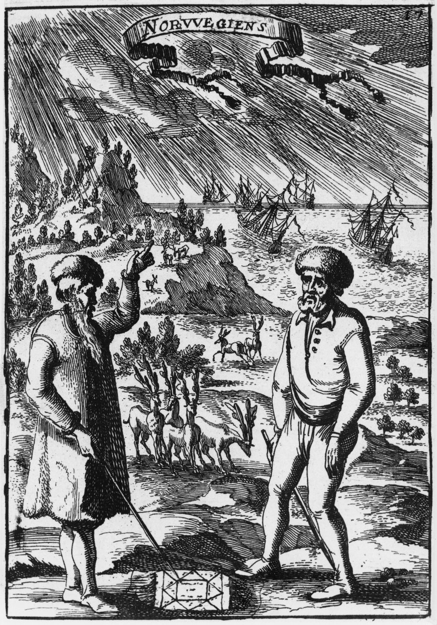 Norwegians, illustration fra Description de lUnivers af Allain Manesson Mallet (1630-1706) udgivet Paris, 1683 af French School