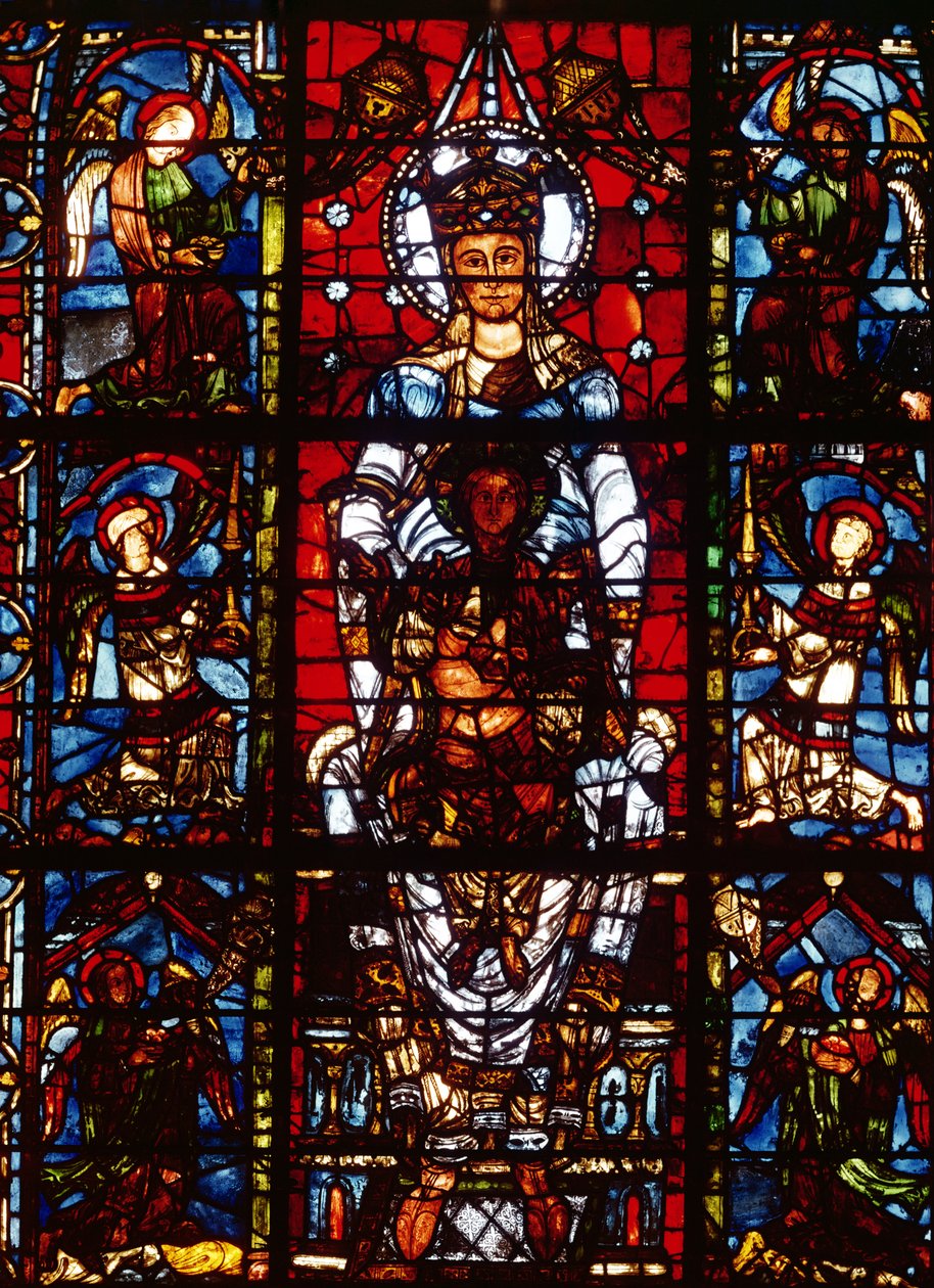 Notre-Dame de la Belle Verriere, fra sydkoret (farvet glas) (detalje af 98069) af French School