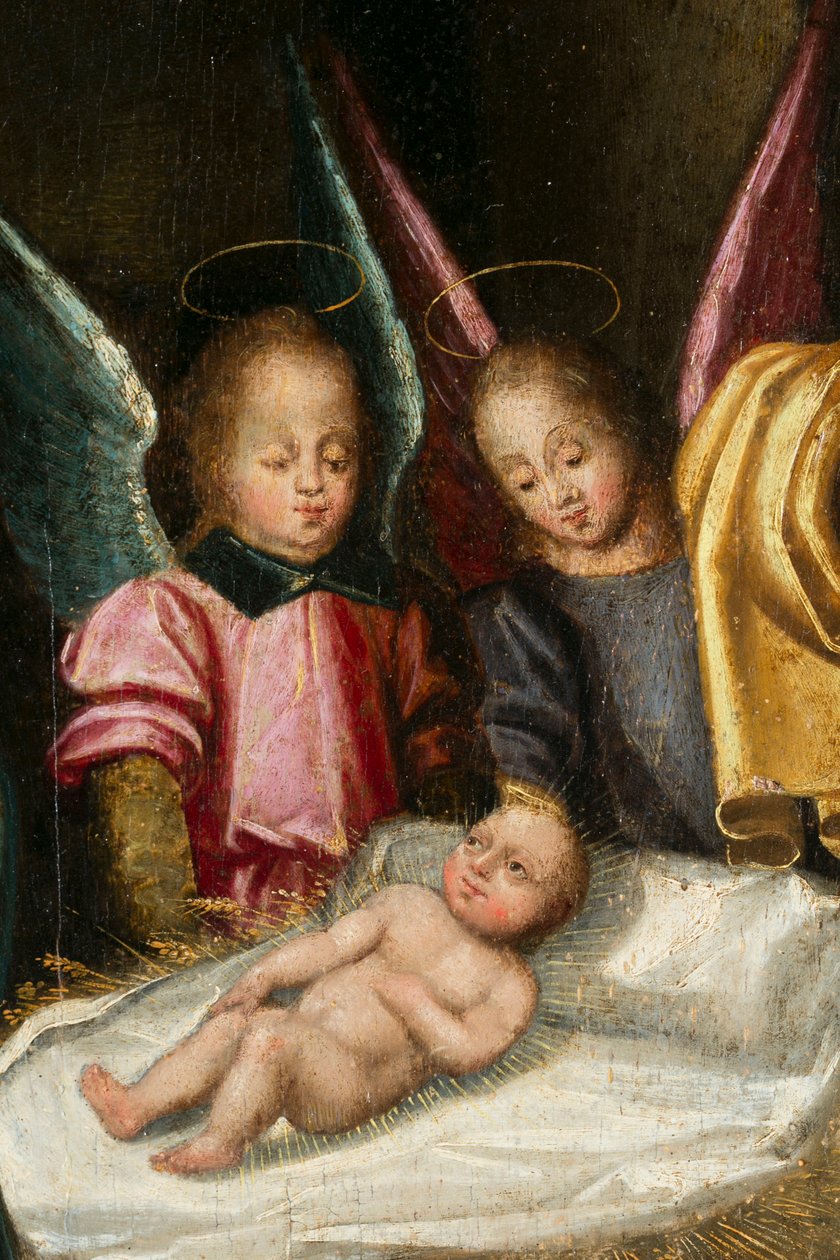 Fødsel, detaljer. Triptykon af Aubrey af French School
