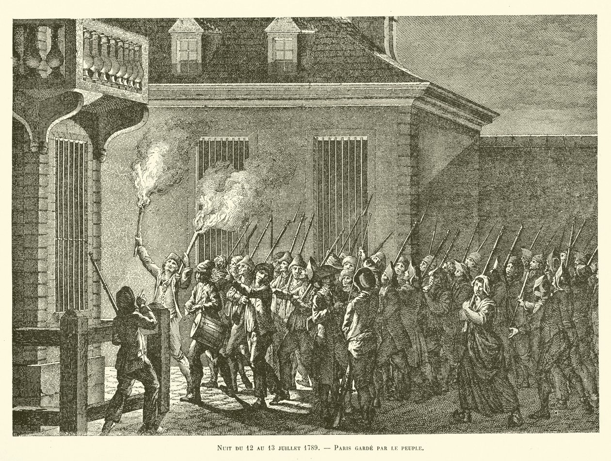 Natten mellem den 12. og 13. juli 1789, Paris bevogtet af folket (stik) af French School