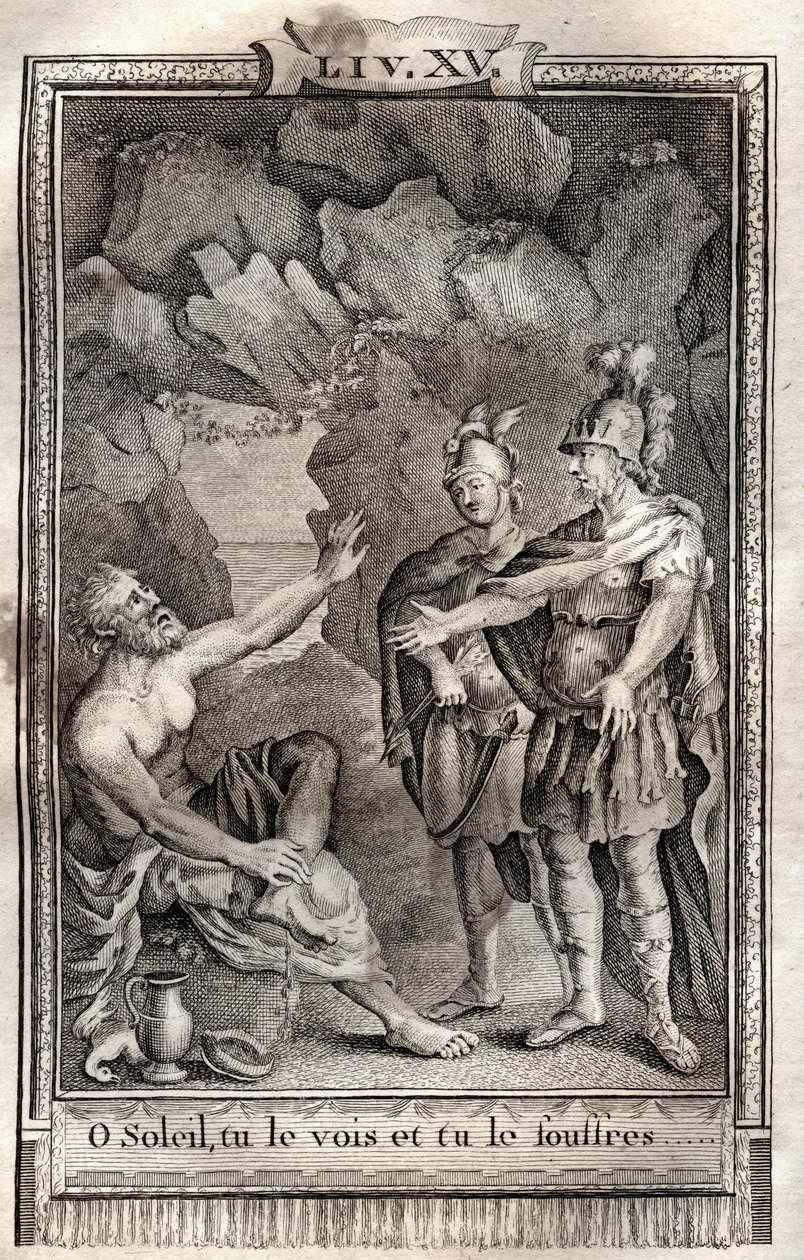 O Sol, du ser det, og du lider det! Ulysse svarede mig uden at flytte: Jupiter vil have det... indgravering af 1798 af Monnet i "Les Aventures de Telemaque, fils d