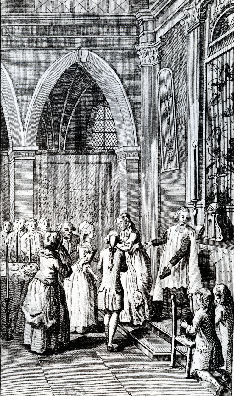Lydighed, illustration fra Min fars liv af Restif de la Bretonne af French School