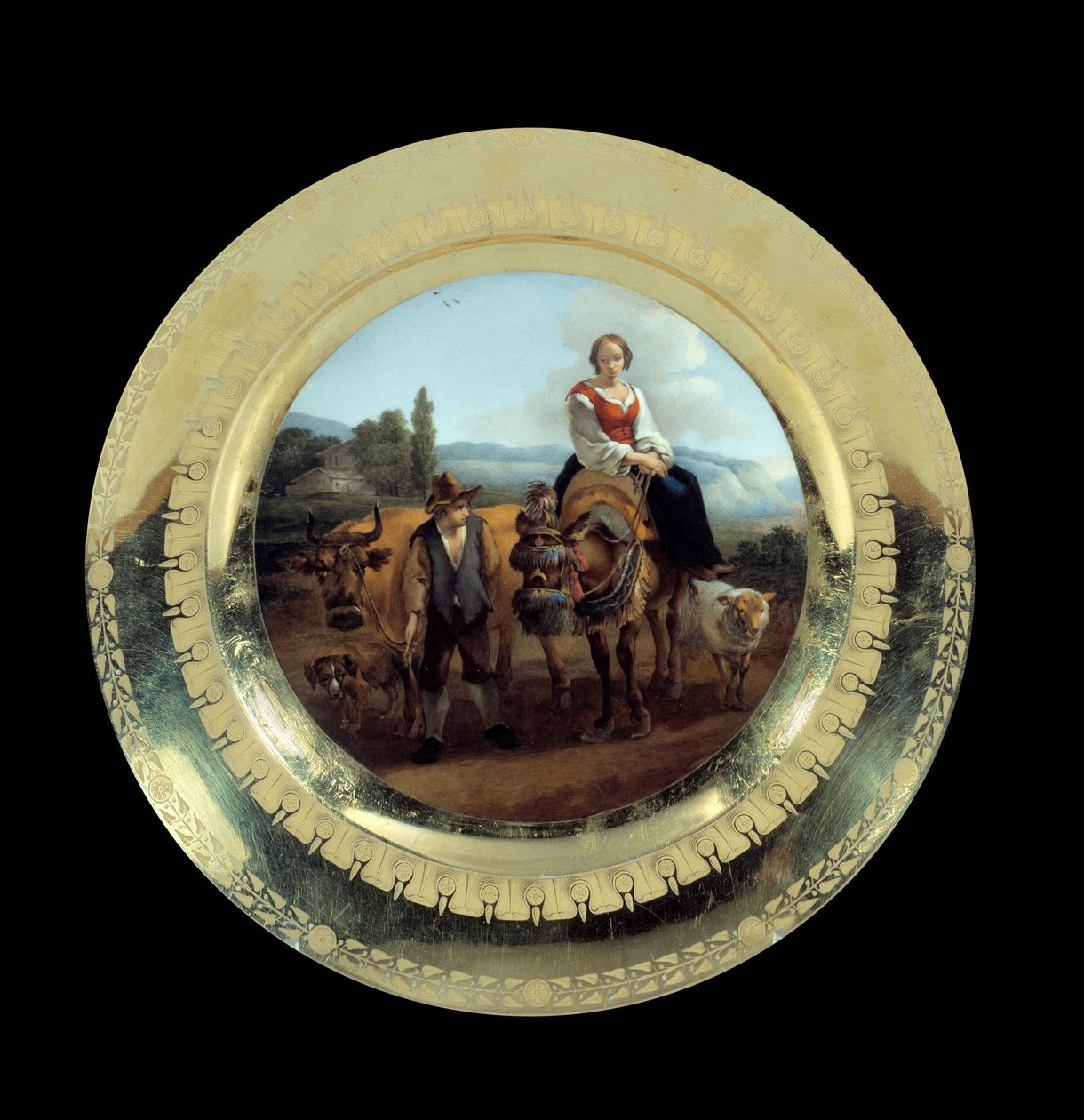 Objekter First Empire: plade af Prince Eugenes tjeneste: bergere i et landskab nær Siena. Realiseret i fremstillingen kendt som hertugen af Angouleme (1781-1828), Malmaison, Musee Du Chateau af French School