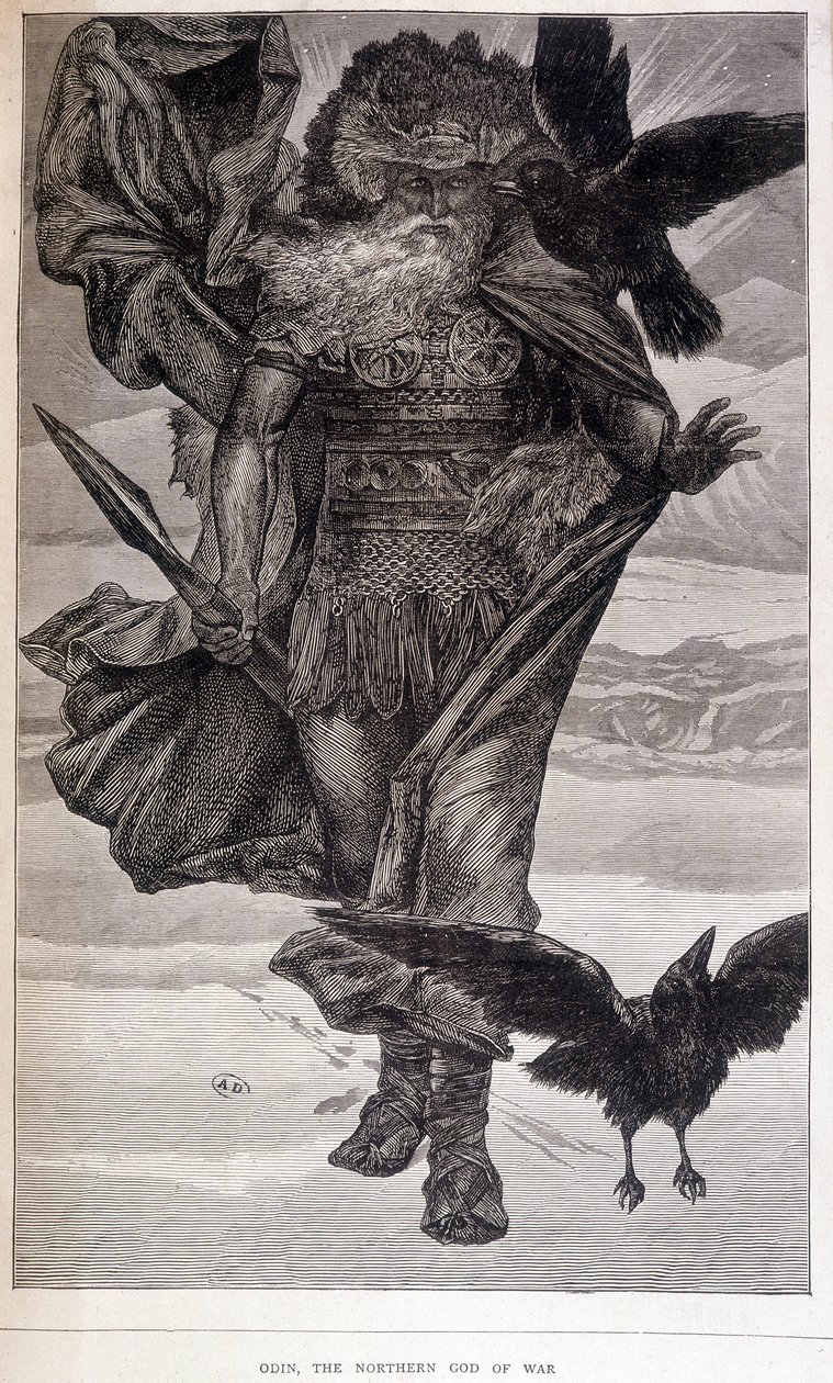 Odin, germansk krigs- og poesigud - gravering af French School