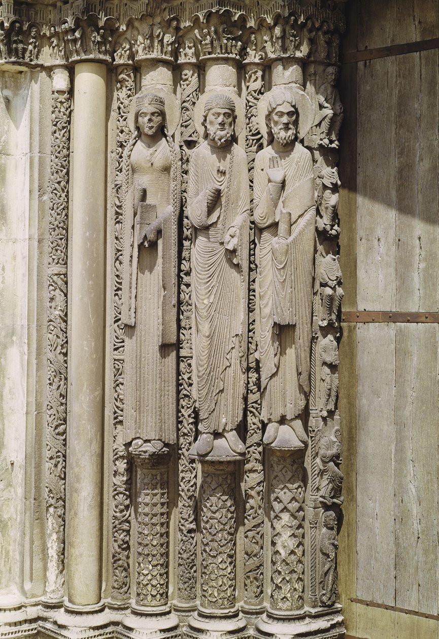 Gamle testamente figurer, fra vestfacadens kongeportal, ca. 1145-50 af French School