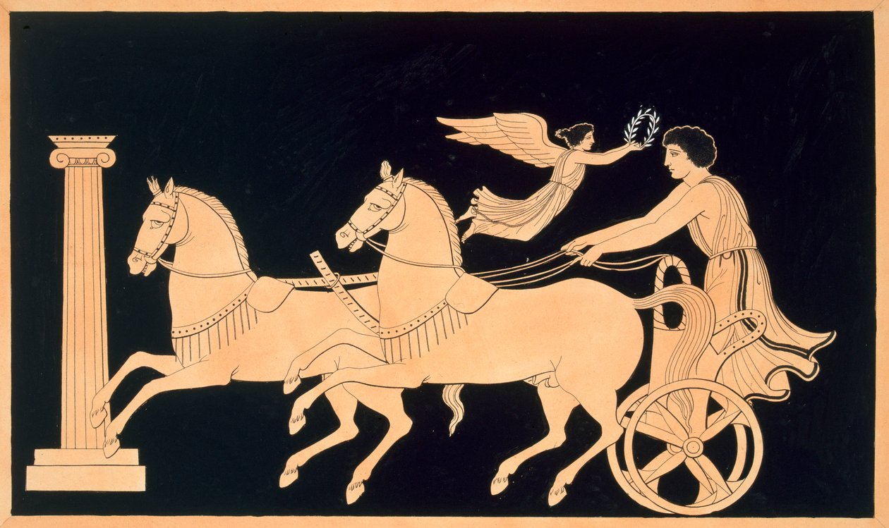 Olympisk vognmand kronet med laurbærkrans, udgivet 1808-10 af French School