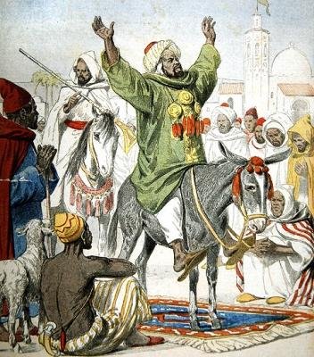 Omar Zarahun, tronprætendent i Marokko, prædiker en hellig krig, forsideillustration af Le Petit Journal, 23. november, 1902 af French School