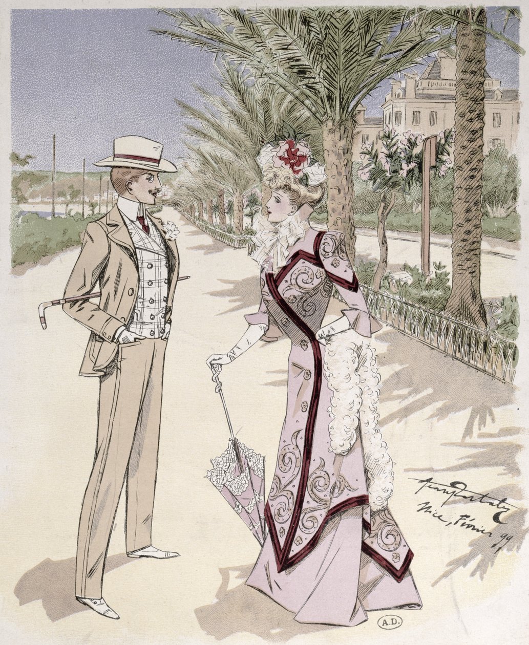 På Promenade des Anglais, Nice, februar 1899 af French School