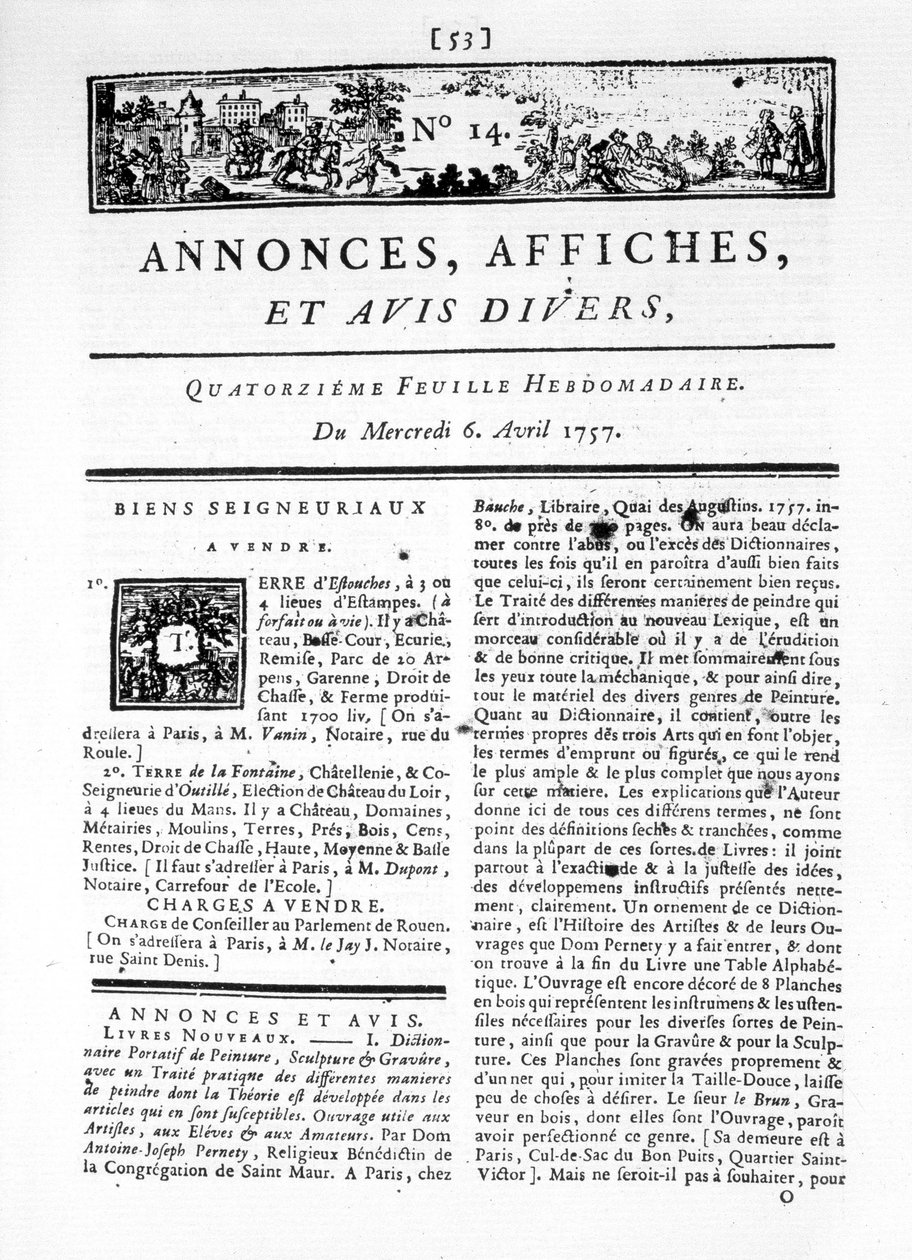 En af "Annoncer, plakater og diverse anmeldelser", nr. 14. af French School
