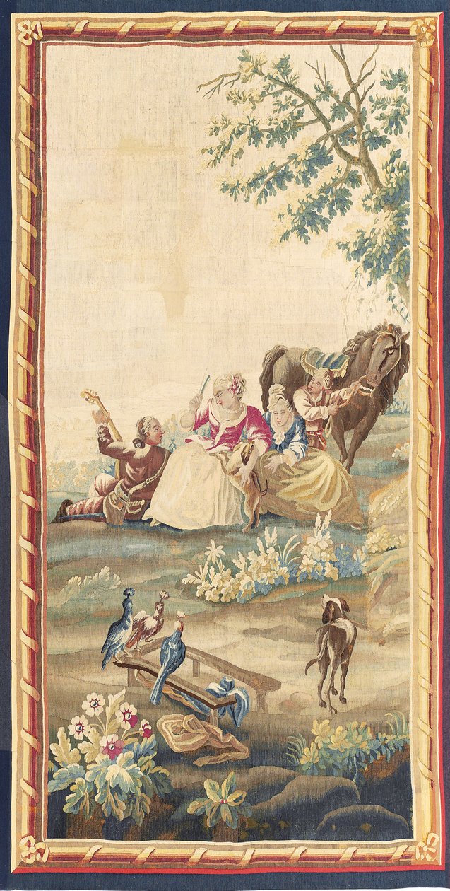 One of a pair of Louis XVI pastoral tapestries, Aubusson, c.1775dani af French School