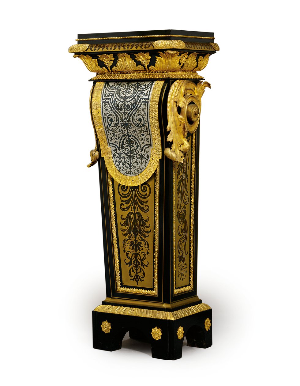 En af et par Louis XV-marquetry piedestaler, muligvis bestilt af Claude-Francois Julliot, ca. 1750-60 (ormolu monteret Boulle tin, messing indlagt horn & skildpadde) (se også 469020) af French School