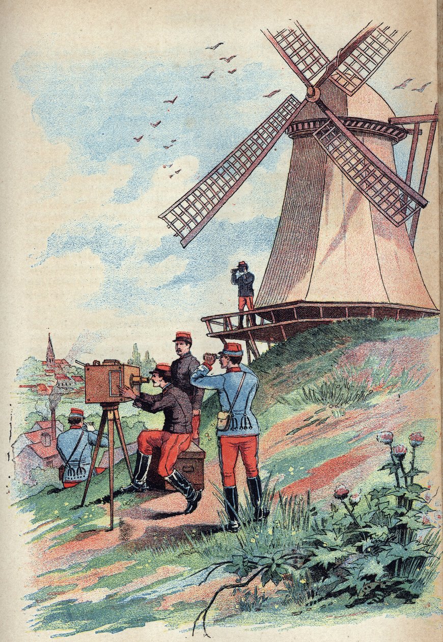 Optisk telegraf - The Optical Telegraph eller Telegraph Chappe i det 19. århundrede - Indgravering i "Videnskaber bragt til forståelse af alle - Populær fysik og kemi" af Alexis Clerc - Sent i det 19. århundrede - Privat samling af French School
