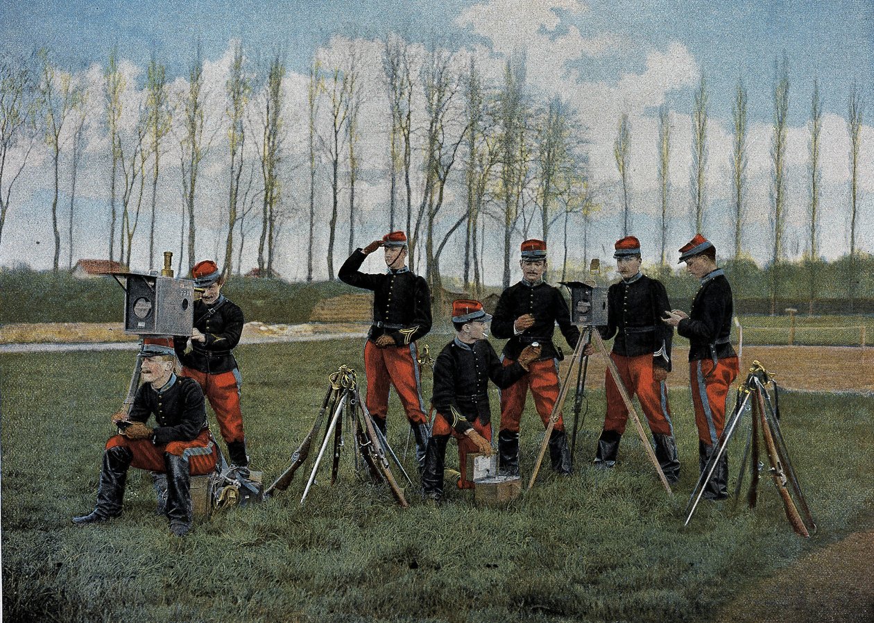 Optisk telegrafseance - i "" Military Album"" - indenrigstjeneste: kavaleri af French School