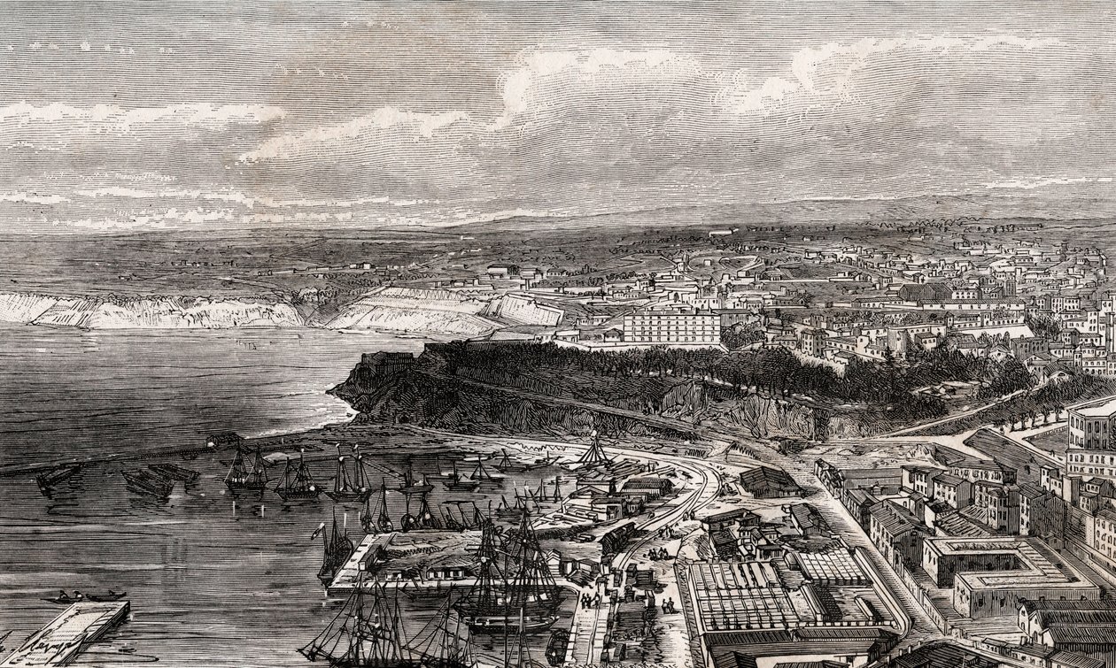 Oran - Algeriet - indgravering i "" La France illustree: geografi, historie, statistisk administration"" af V.A. Malt-brun. 1884 af French School