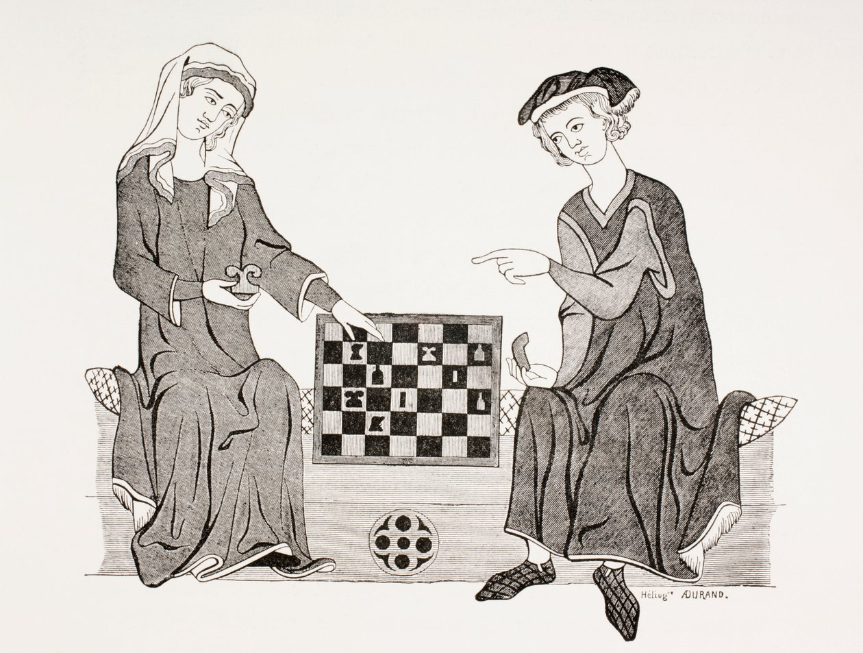 Othon IV, markis af Brandenburg, der spiller skak med sin kone Hedwige de Habsbourg, fra 