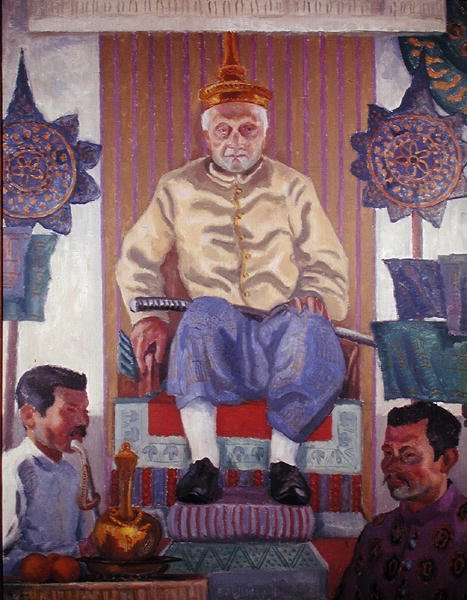 Oun Kham (1811-95), konge af Luang Prabang, Laos (olie på lærred) af French School