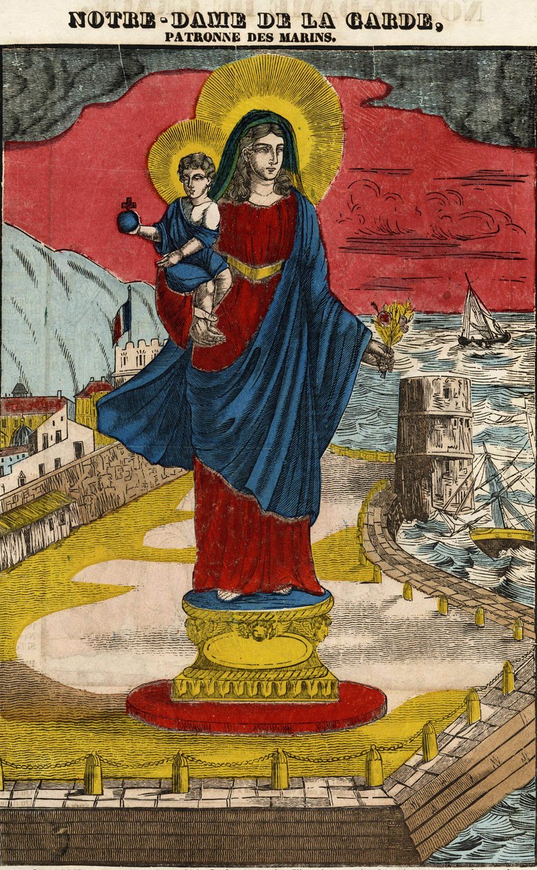 Our Lady of the Guard, skytshelgen for sømænd, billede af Epinal, første halvdel af det 19. århundrede. af French School