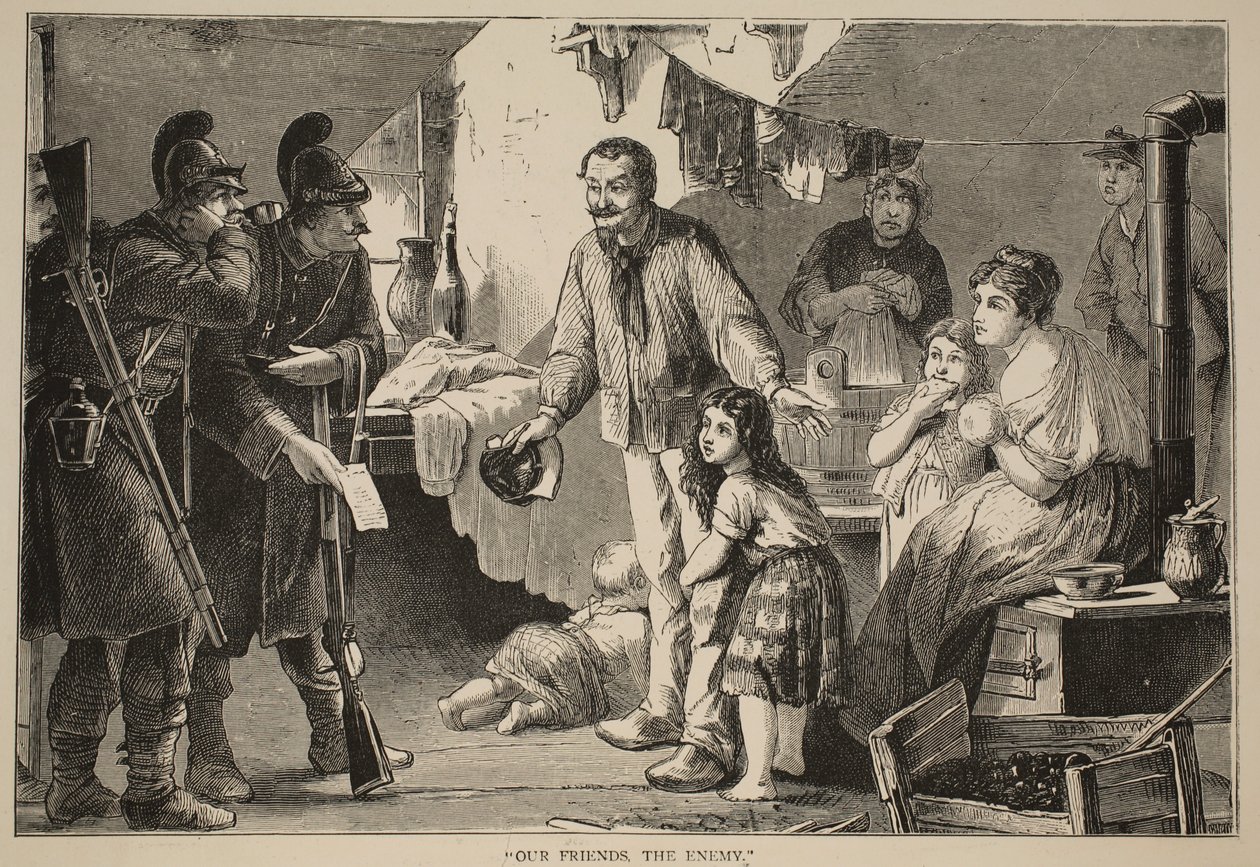 Vores venner, fjenden, illustration fra Cassells historie om krigen mellem Frankrig og Tyskland, 1870-1871 af French School